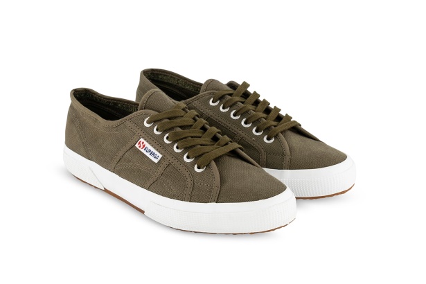 CA Superga 2750 Washed Cotton Green Sherwood Washed
