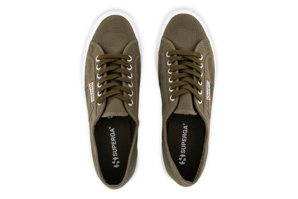 CA Superga 2750 Washed Cotton Green Sherwood Washed