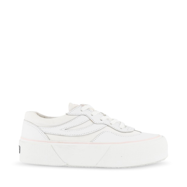 CA Superga 3041 Revolley Leather Platform White-Pink Ish