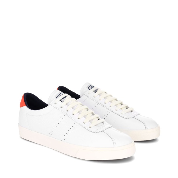 CA Superga 2843 Club S Comfort Leather Orange Tomato-Blue Navy
