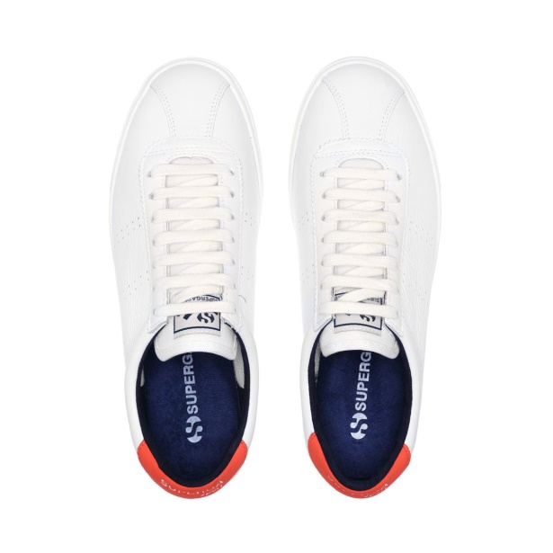 CA Superga 2843 Club S Comfort Leather Orange Tomato-Blue Navy