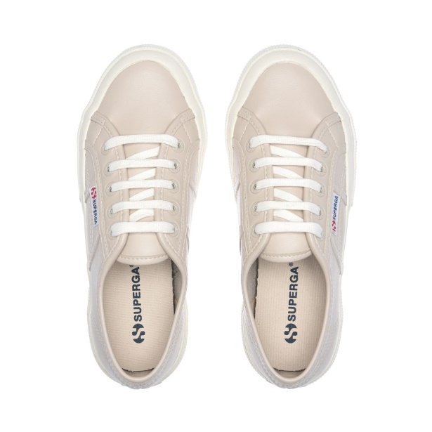 CA Superga 2750 Vegan Faux Leather Beige White-Avorio