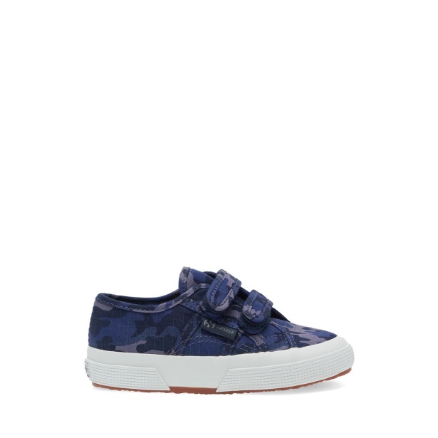 CA Superga 2750 Kids Straps Camo Ripstop Blue Grey Dk Camouflage