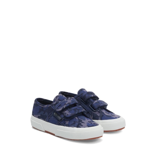 CA Superga 2750 Kids Straps Camo Ripstop Blue Grey Dk Camouflage