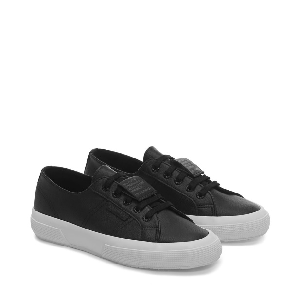 CA Superga 2750 Grape-Based Faux Leather Black-White