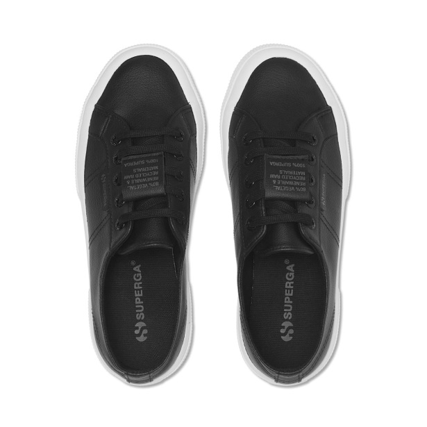 CA Superga 2750 Grape-Based Faux Leather Black-White