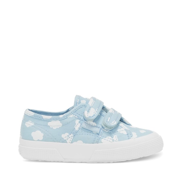 CA Superga 2750 Kids Straps Clouds Print Lt Blue-White Clouds
