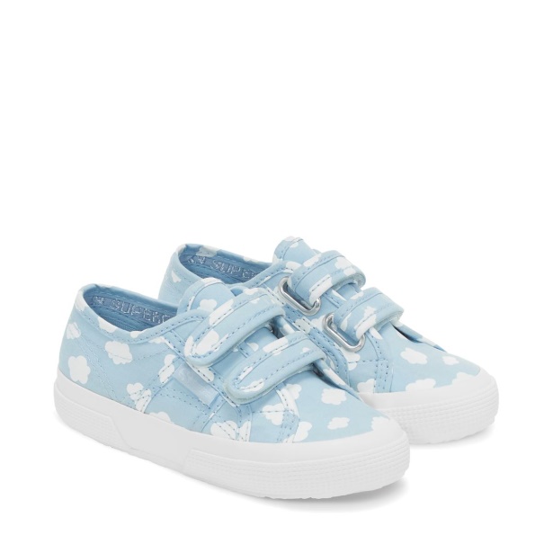 CA Superga 2750 Kids Straps Clouds Print Lt Blue-White Clouds