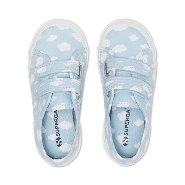 CA Superga 2750 Kids Straps Clouds Print Lt Blue-White Clouds