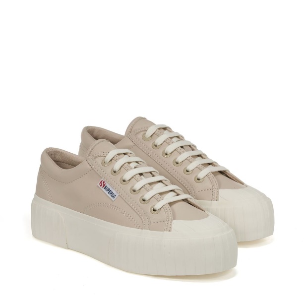 CA Superga 2631 Stripe Platform Vegan Fau Beige White