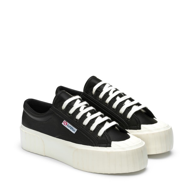 CA Superga 2631 Stripe Platform Vegan Fau Black-White