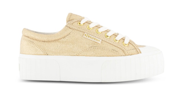 CA Superga 2631 Stripe Platform Lame Yellow Gold