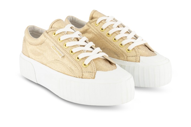 CA Superga 2631 Stripe Platform Lame Yellow Gold