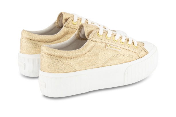 CA Superga 2631 Stripe Platform Lame Yellow Gold