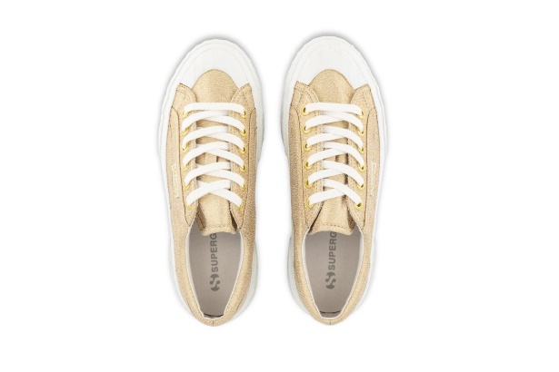 CA Superga 2631 Stripe Platform Lame Yellow Gold