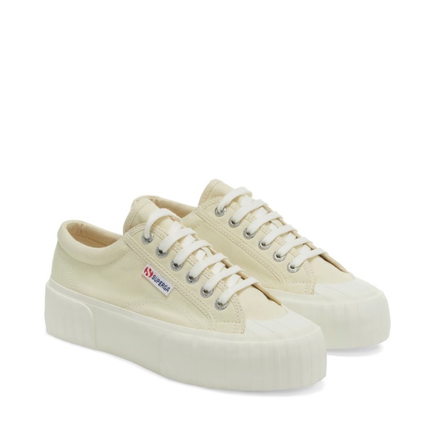 CA Superga 2631 Stripe Platform Beige Lt Eggshell