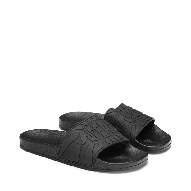 CA Superga 1908 Slides Raggiera Logo Total Black-Black