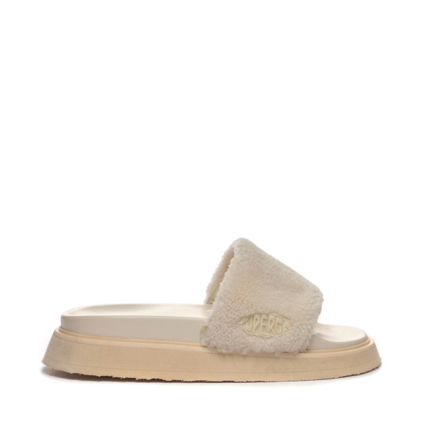 CA Superga 1918 Slide Platform Faux-Fur Total Beige Lt Eggshell