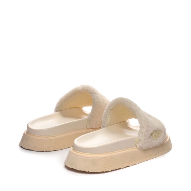 CA Superga 1918 Slide Platform Faux-Fur Total Beige Lt Eggshell