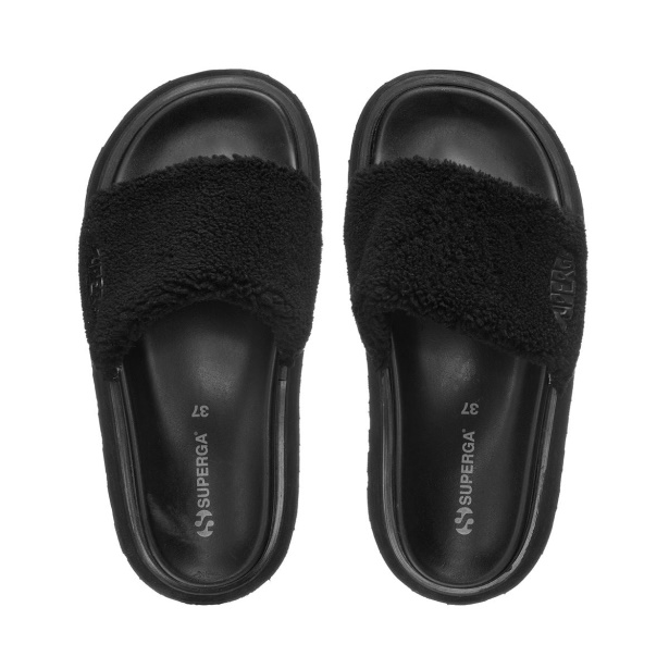 CA Superga 1918 Slide Platform Faux-Fur Total Black