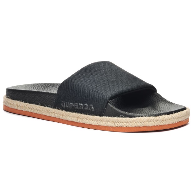 CA Superga 1908 Slides Organic Canvas Rop Black
