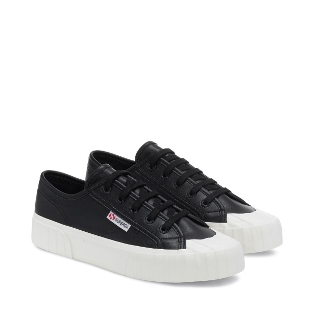 CA Superga 2630 Stripe Vegan Faux Leather Black-White