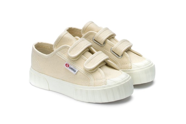 CA Superga 2630 Kids Stripe Straps Beige Raw