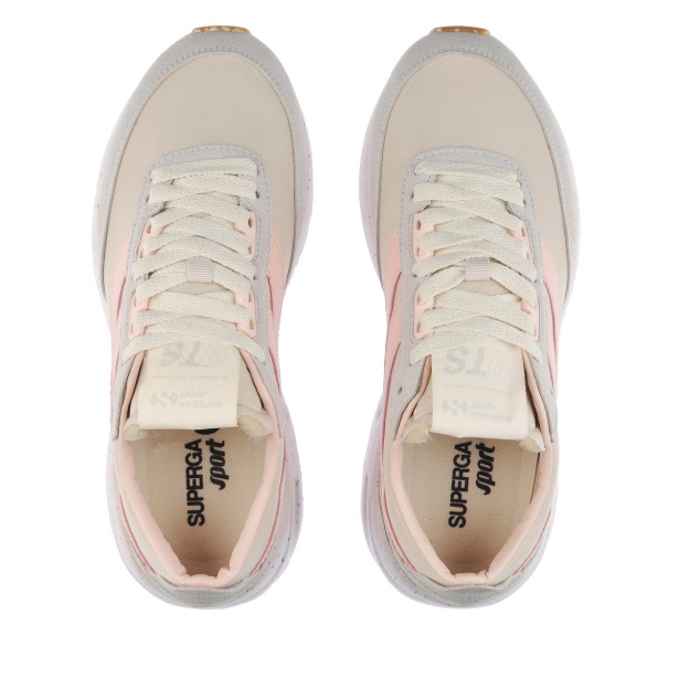 CA Superga 4089 Training 9Ts Slim Vegan Faux Leather Beige Gesso-Grey Lt-Pink Ish-B