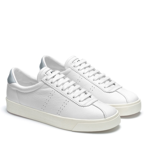 CA Superga 2843 Club S Comfort Leather White-Grey Lilla-F Avorio
