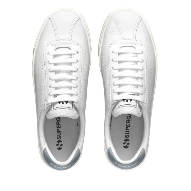 CA Superga 2843 Club S Comfort Leather White-Grey Lilla-F Avorio