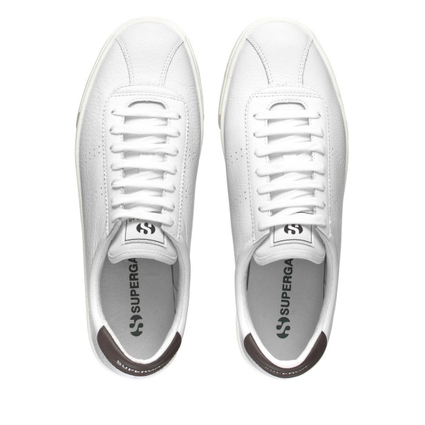 CA Superga 2843 Club S Comfort Leather White-Brown Plum-F Avorio