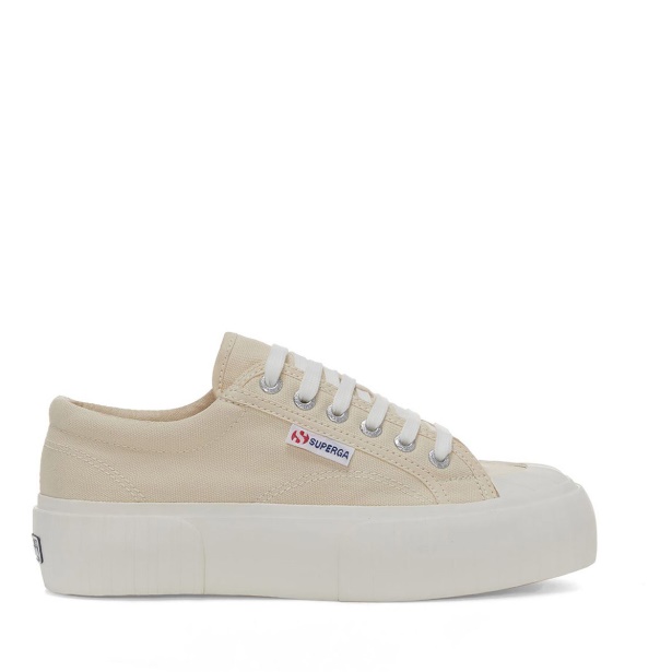 CA Superga 2631 Stripe Platform Beige Lt Eggshell-F Avorio