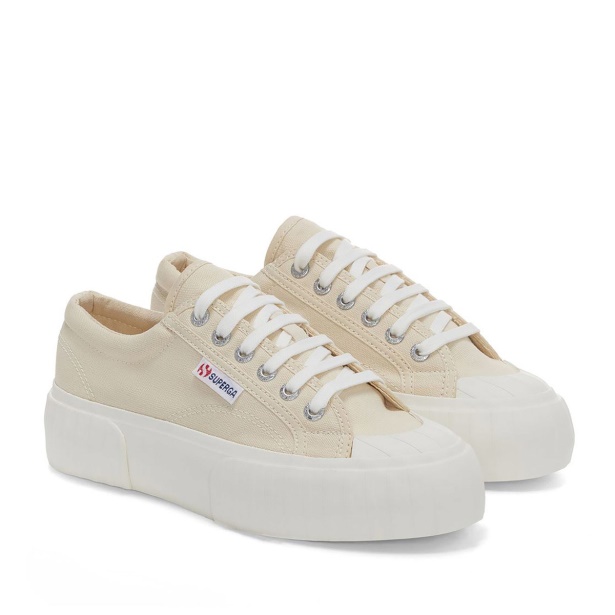 CA Superga 2631 Stripe Platform Beige Lt Eggshell-F Avorio