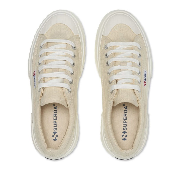CA Superga 2631 Stripe Platform Beige Lt Eggshell-F Avorio