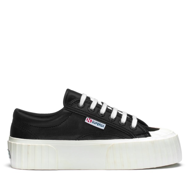 CA Superga 2631 Stripe Platform Vegan Black-White Avorio