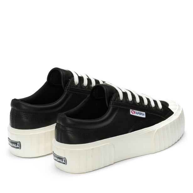 CA Superga 2631 Stripe Platform Vegan Black-White Avorio