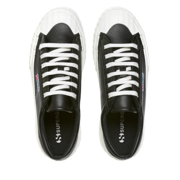 CA Superga 2631 Stripe Platform Vegan Black-White Avorio