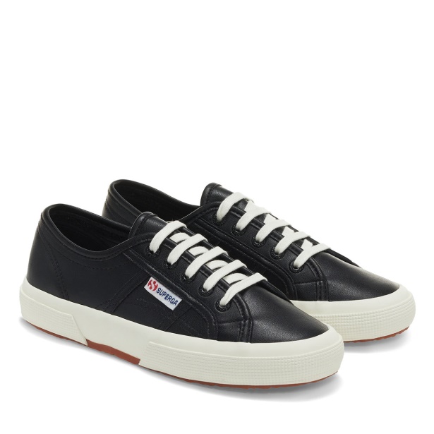 CA Superga 2750 Vegan Leather Black-White Avorio