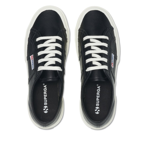 CA Superga 2750 Vegan Leather Black-White Avorio