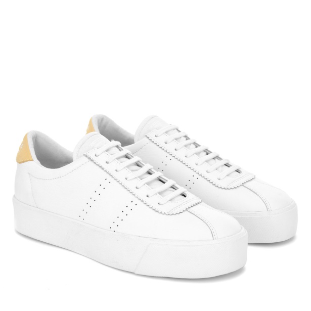 CA Superga 2854 Club 3 Comfort Leather White-Beige Gome-White Avorio