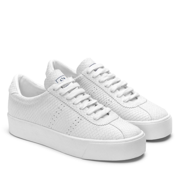 CA Superga 2854 Club 3 Snake Suede Total White-White