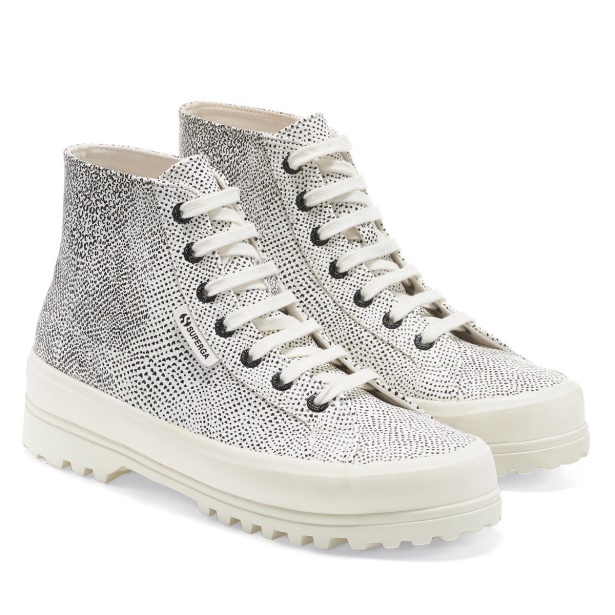 CA Superga 2341 Alpina Micro Faux Snake White Avorio Black Snake