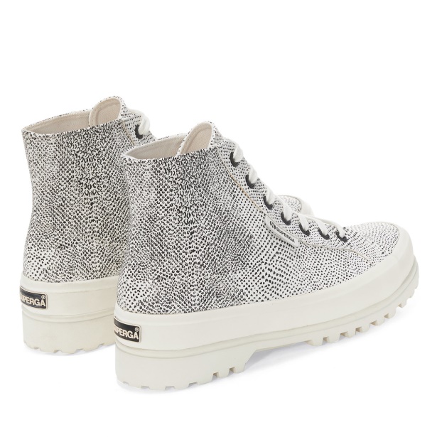 CA Superga 2341 Alpina Micro Faux Snake White Avorio Black Snake