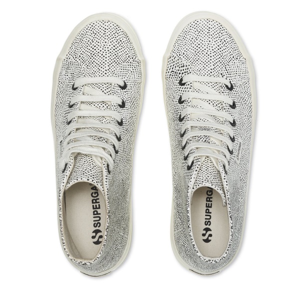 CA Superga 2341 Alpina Micro Faux Snake White Avorio Black Snake