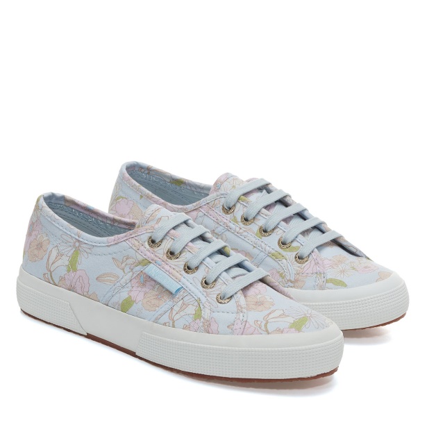 CA Superga 2750 Floral Print Lt Blue Pink Orange Flowers