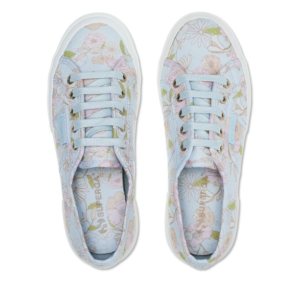 CA Superga 2750 Floral Print Lt Blue Pink Orange Flowers