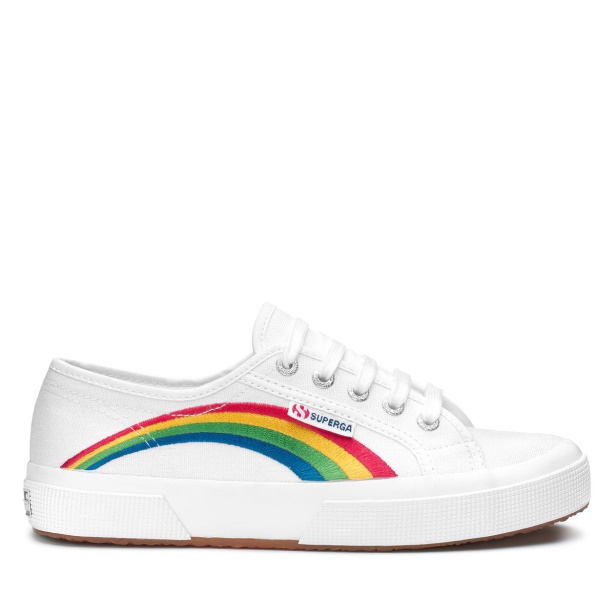 CA Superga 2750 Rainbow Embroidery White-Rainbow