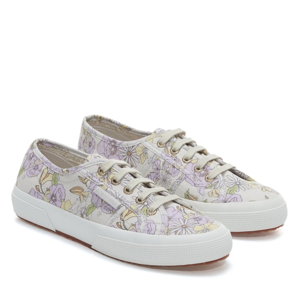 CA Superga 2750 Floral Print Lt Beige Lilla Lt Yellow Flowe