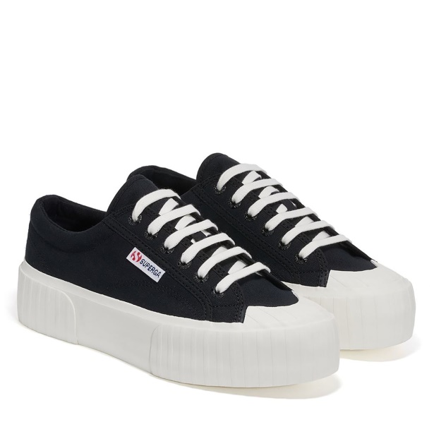 CA Superga 2631 Stripe Platform Black-White Avorio