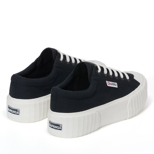 CA Superga 2631 Stripe Platform Black-White Avorio